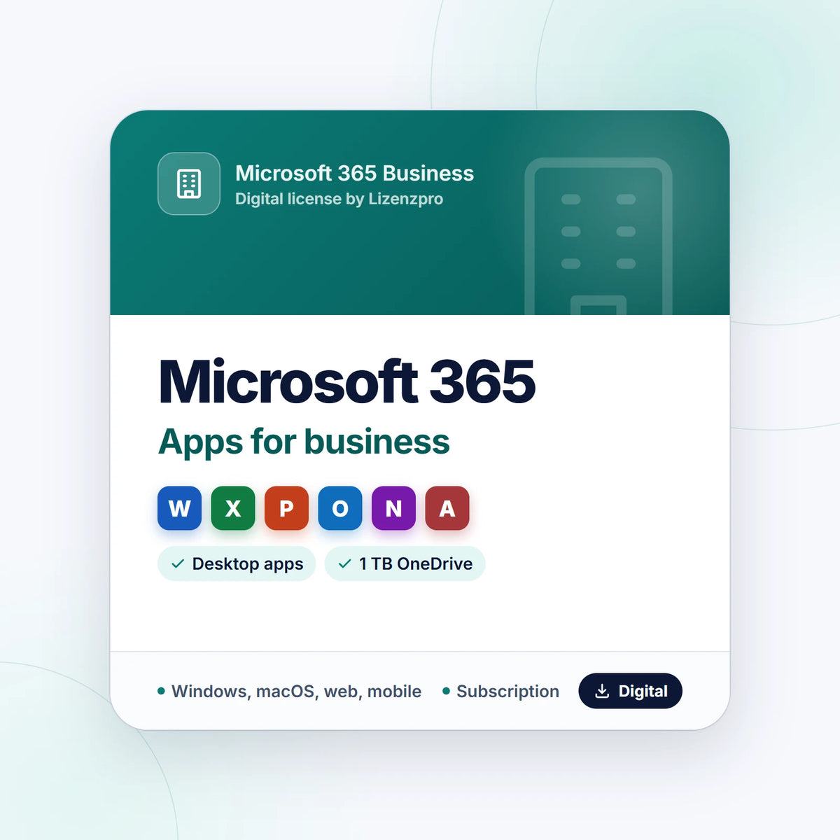 Microsoft 365 Apps for business subscription with desktop apps