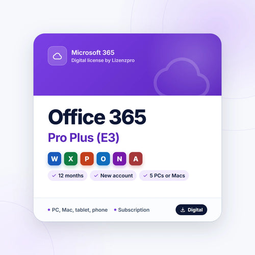 Office 365 Pro Plus (E3) 12-month account with Word, Excel, PowerPoint, Outlook, OneNote and Access