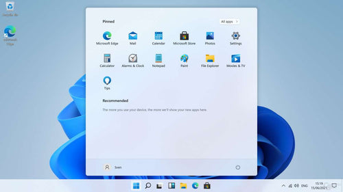 Windows 11 Home desktop with the Start menu